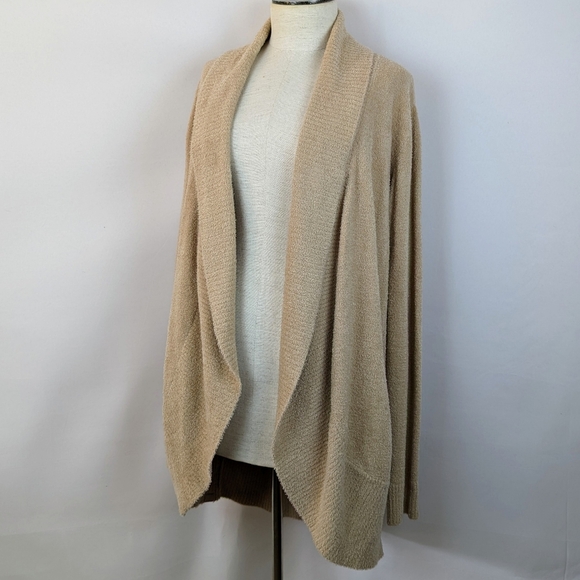 Barefoot Dreams Circle Cardigan CozyChic Lite Shawl Collar Soft Camel L/XL NWT - Picture 9 of 13